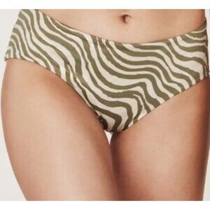 NWT Andie Swim The Hipster Bottom Bias Stripe Olive Bikini Bottom SZ S